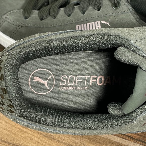 Puma Vikky Womens Size 6 Shoes Green Suede Low Top Casual Trainers Sneakers - Picture 10 of 14